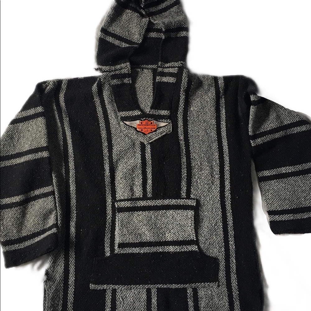 Vintage Poncho/Blanket Coat/Drug Rug and Harley Patch